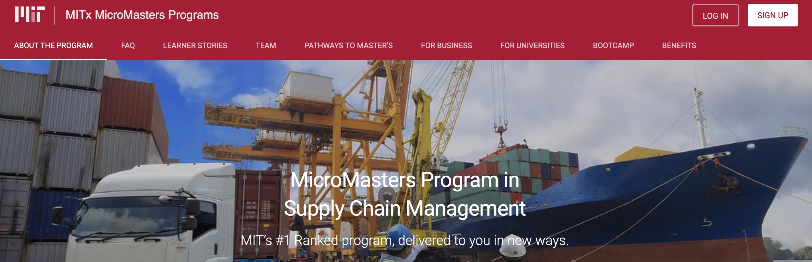 MicroMasters Program in Supply Chain Management MIT’s #1 Ranked program, delivered to you in new ways.